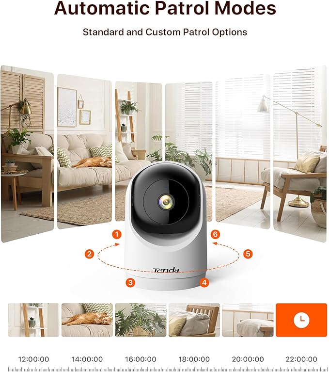 Tenda 2K Indoor Security Camera, WiFi6 Pet Camera for Home Security, 360°, 2-Way Audio, Motion Detection for Baby and Pet Monitor, Night Vision, Cloud & SD Card Storage, One-Touch Call (CP3-V3.0)