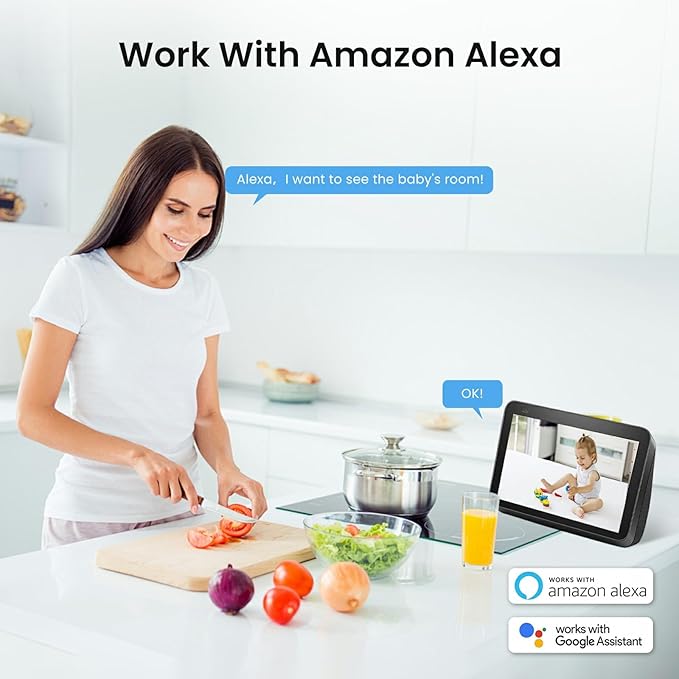 Indoor Camera for Home Security 360°, 1080p Pet Cameras with Pan&Tilt, Night Vision, Motion Detection, 2-Way Audio, Compatible with Alexa/Google Assistant, 2.4GHz WiFi, 2 Pack