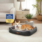 Orthopedic Dog Beds for Medium Dogs, Durable Egg Crate Foam Sofa Dog Bed wit Washable Removable Cover,Waterproof Lining,Pet Bed for Large Dogs (Dark Grey-Velvet, 31.5" L x 25.2" W x 7" Th)