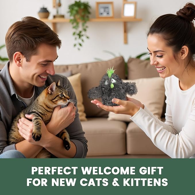 Gardner Pet Cat Toys Flapping Bird (No Flying),Touch Activated with Realistic Flapping Wings and Chirping Bird,Hangable Kitten Interactive Toy,USB Rechargeable Indoor Kitty Exercise Toys,Grey