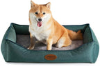 Orthopedic Dog Beds for Medium Dogs, Durable Egg Crate Foam Sofa Dog Bed wit Washable Removable Cover,Waterproof Lining,Pet Bed for Large Dogs (Olive Green, 26.4" L x 21.7" W x 6.2" Th)