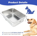 5 Gallons Large Dog Water Bowl, Stainless Steel Metal Dog Bowls, Large Capacity Pet Food Bowl Water Dish for Indoor and Outdoor Universal for Giant Dogs 17.7x13.8x6 Inch