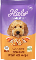 Halo Holistic Dog Food Cage Free Chicken & Brown Rice Formula, Healthy Grains Dry Dog Food, Complete Digestive Health, Kibble for Adult Dogs, 21 lb Bag