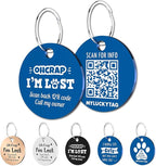 MYLUCKYTAG QR Code Stainless Steel Pet ID Tag - Personalized, Online Profile, Location Alert Email, Digital, Durable - Dog Collar Engraved