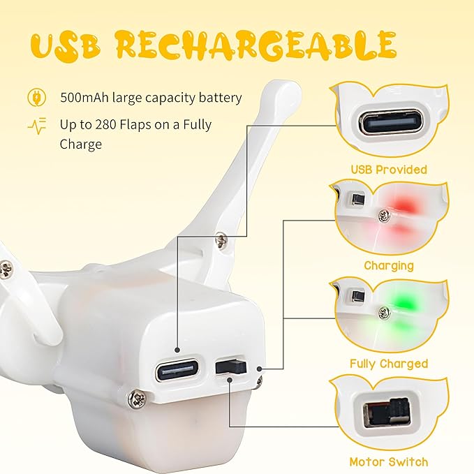 Cat Toys Flapping Bird, Lifelike Sparrow Chirp Tweet, Rechargeable Touch Activated Kitten Toy Interactive Exercise Toys for All Breeds Cat Kicker Catnip Toys, No Flying (Large 8.6 x 3.7)