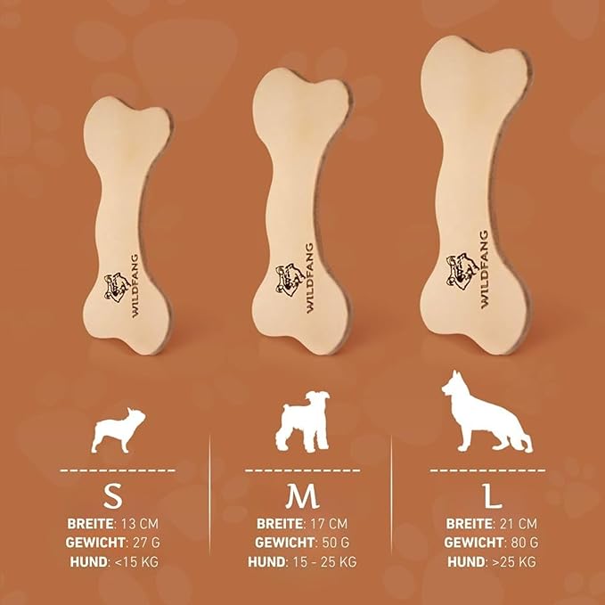 Wildfang® Leather Dog Toy, Medium - Leather Bone for Teething Dog, Dental Toys for Puppies, Training for Chewing Muscles, Puppy Chew Bones for Light or Medium Chewers (for Dogs 22-33 lbs), Pack of 3