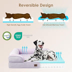EHEYCIGA Orthopedic Dog Beds for Extra Large Dogs 44x32Inch, Waterproof Memory Foam XL Pet Bed with Sides, Non-Slip and Egg-Crate Foam Big Dog Couch Bed with Washable Removable Cover, Lilac
