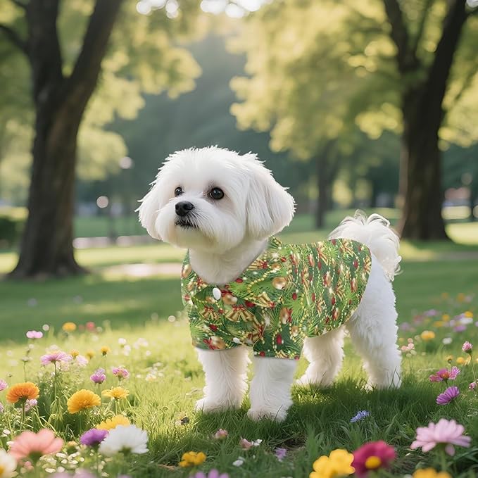 Colorful Lights Dog Clothes for Small Dogs Christmas Boy Girl Dog Shirt Soft Puppy Outfit Adorable Pet T-Shirts Puppy Summer Hawaiian Beach Polo Shirts Clothes Kitten Xmas Clothing