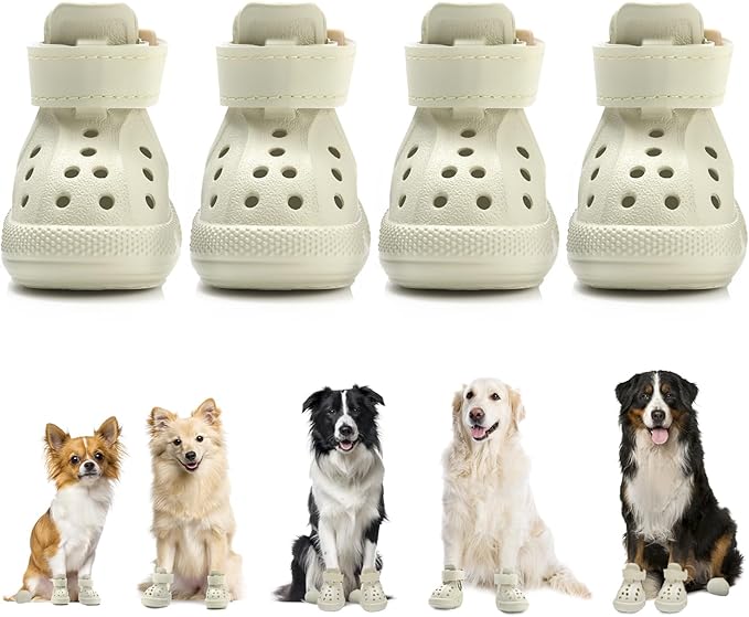 Lukovee Dog Shoes for Hot Pavement - Breathable Non Slip Dog Sandals with Reflective Stripes, Easy ON & Off, Easy-Clean Summer Outdoor Pet Boots for Small Medium Large Dogs (White, Size 10)