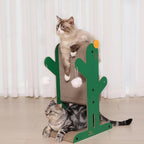 Cat Scratching Post, 4-in-1 Cat Scratcher and Cardboard Scratching Post with Toys and Plush Ball for Indoor Outdoor Cats,Protecting Furniture with Catnip, Large