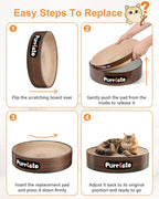 Cat Scratcher, Cardboard Cat Scratchers for Indoor Cats, Large Cat Scratching Board, Round Bowl Cat Scratch Pad Bed (Walnut)