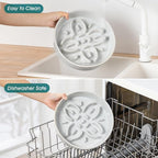 vancasso Ceramic Slow Feeder Dog Bowls, Puzzle Dog Food Bowls with Floral Maze, Anti -Slip Pet Food Dish for Large Breed, 3 Cups, Grey