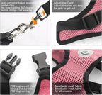 shudyear Summer cat Chest Harness and Leash, Anti-Escape Adjustable Soft mesh cat Leash and Chest Harness Set for All Types of Cats cat Vests(Size M,Pink)