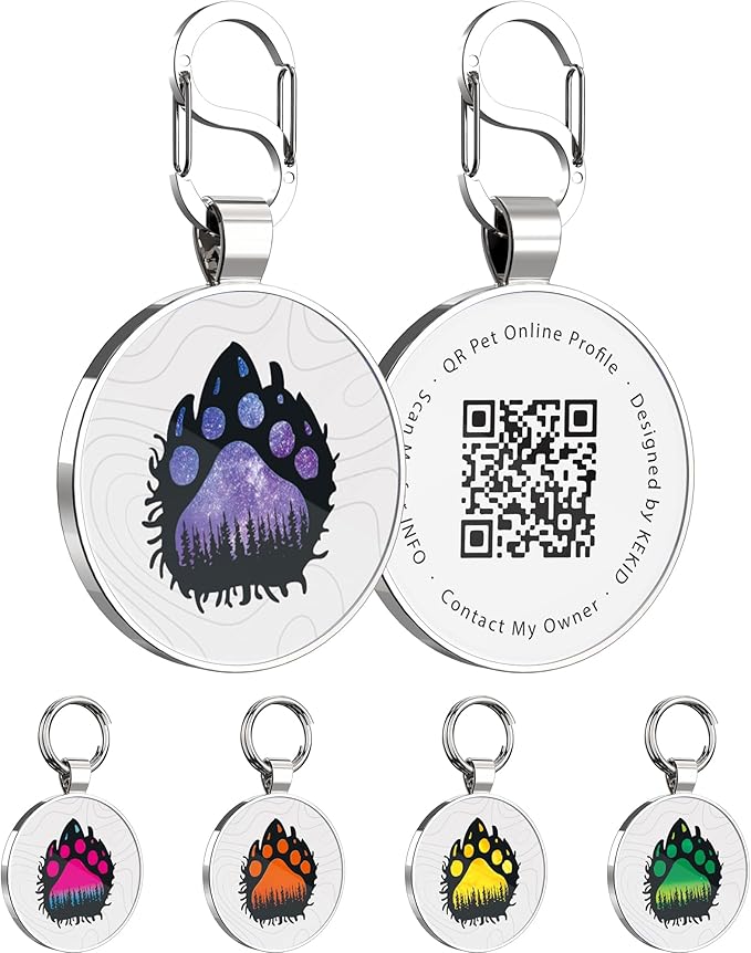 QR Dog Tags Personalized for Pets Custom Dog Tags Dog Name Tag QR Code Pet Tags Smart Pet ID Tags Free Online & Scan QR Receive Instant Pet Location Alert Email
