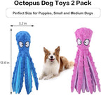 Dog Squeaky Toys Octopus - No Stuffing Crinkle Plush Dog Toys for Puppy Teething, Durable Interactive Chew Toys for Small, Medium and Large Dogs Training and Reduce Boredom, 2 Pack