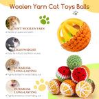 12 Pack Cat Toy Balls, Hand-Knitted Woolen Yarn Cat Balls Toy with Bell Inside, Interactive Kitty Toys for Indoor Kitten Teething, Chasing & Self Play(Fruit-Shaped)