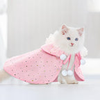 KOUPA Pet Wedding Costume for Cat Small Dogs, Sparkly Cat Clothes Tulle Cloak for Puppy Kitten, Halloween Dog Outfit Suit for Party Holiday Christmas, Pink
