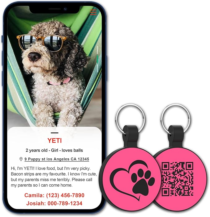 MYLUCKYTAG Silent Silicone QR Code Dog Tags - Scan QR for Instant Pet Location Alert Email