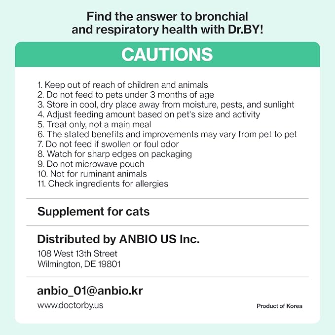 Doctor By Cat Breath Bronchial Supplements Cat Sneezing Treatment Asthma Cold Cough Nose Relief Respiratory&Immune Support with TF-343-30 lickable Formula Individually Packaged, Chicken (1 Pack)