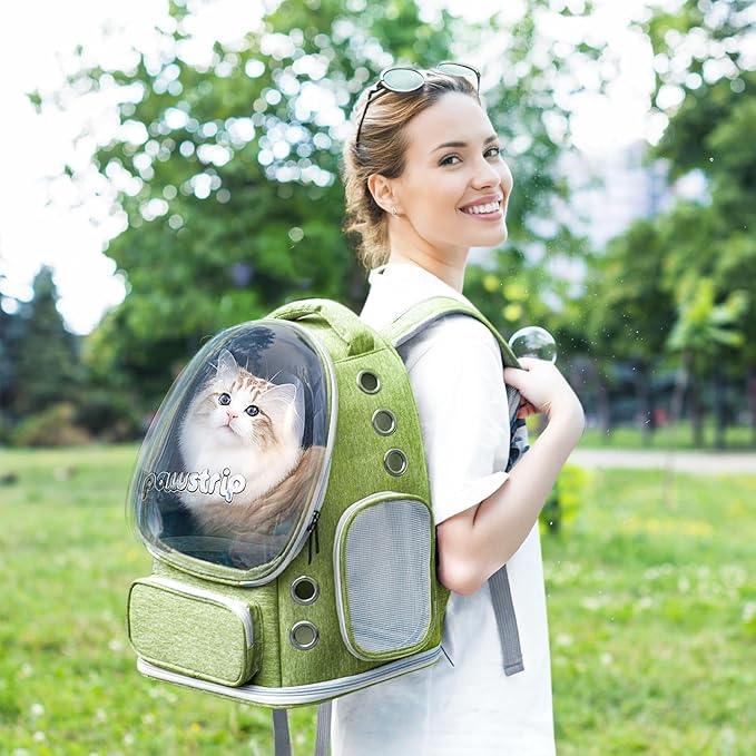 Cat Backpack Carrier with Bubble Window, Breathable & Foldable Pet Travel Carrier for Small Dogs and Cats, Airline-Approved for Hiking & Outdoor Use