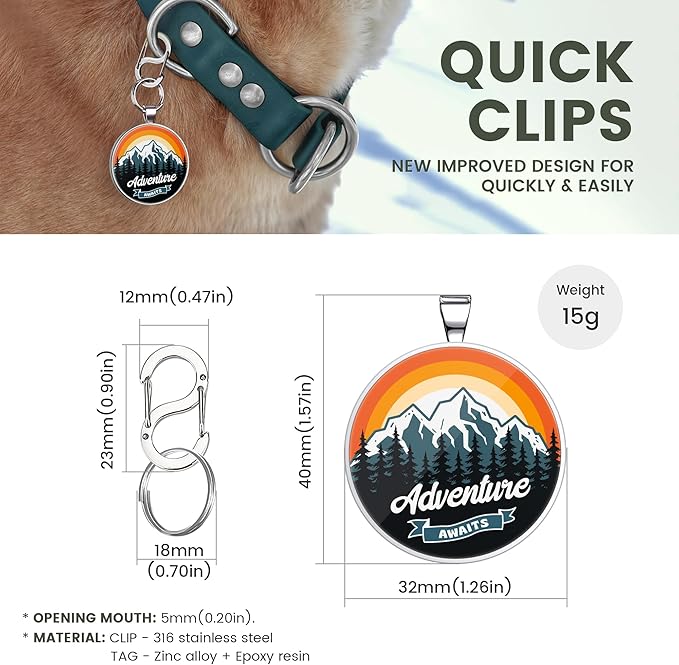 QR Dog Tags Personalized for Pets Custom Dog Tags Dog Name Tag QR Code Pet Tags Smart Pet ID Tags Free Online & Scan QR Receive Instant Pet Location Alert Email