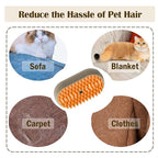 Cat Steam Brush, 3 in 1 Pet Spray Hair Removal Comb, Cats and Dogs Brush for Shedding, Rechargeable Silicone Pet Steam Brushes, Spritz Defur Comb for Massage, Cleaning and Remove Loose Hair - Khaki