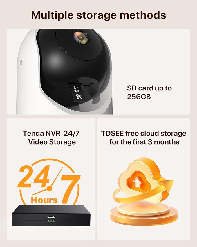 Tenda 2K Indoor Security Camera, WiFi6 Pet Camera for Home Security, 360°, 2-Way Audio, Motion Detection for Baby and Pet Monitor, Night Vision, Cloud & SD Card Storage, One-Touch Call (CP3-V3.0)