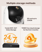 Tenda 2K Indoor Security Camera, WiFi6 Pet Camera for Home Security, 360°, 2-Way Audio, Motion Detection for Baby and Pet Monitor, Night Vision, Cloud & SD Card Storage, One-Touch Call (CP3-V3.0)