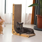 Cat Scratcher Cat Claw Board L-Shaped Vertical Simple and Durable Cat Claw Board Not Easy to Drop Scraps Belt Bell Ball Cat Scratching Board (Grainy)