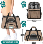 PetAmi Airline Approved Pet Carrier for Cat, Soft Sided Dog Carrier for Small Dog, Cat Travel Supplies Accessories for Indoor Cat, Ventilated Pet Carrying Bag Medium Kitten Puppy, Large Heather Taupe