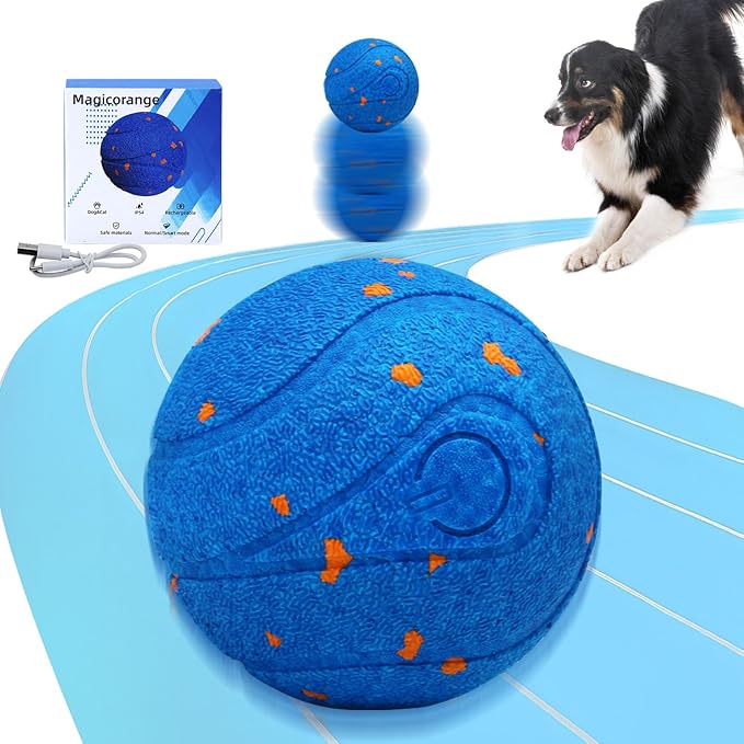 Magicorange Interactive Dog Toys,Automatic Rolling Dog Ball Toys,Dogs Rolling Effect Tennis Balls Herding Balls for Puppy/Small/Medium/Large Dogs (Blue)
