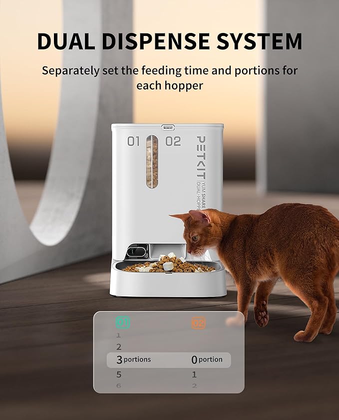 PETKIT EVERSWEET MAX Cordless Cat Water Fountain & Automatic Cat Feeder with Camera, 105 fl oz/3L Pet Water Fountain for Cats Dogs Inside, Double Hopper Pet Feeder