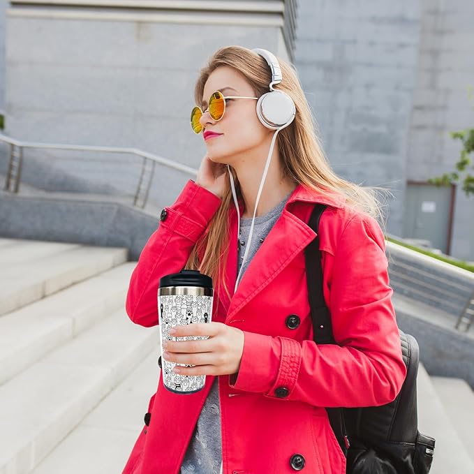 Cat Dog Paw Travel Coffee Mug with Filp Lid, Animal Stainless Steel Insulated Tumbler Cup 14 Oz, Holiday Birthday Christmas Gift for Men Women Dad Mom Sister Friend Bestie Dog Lover