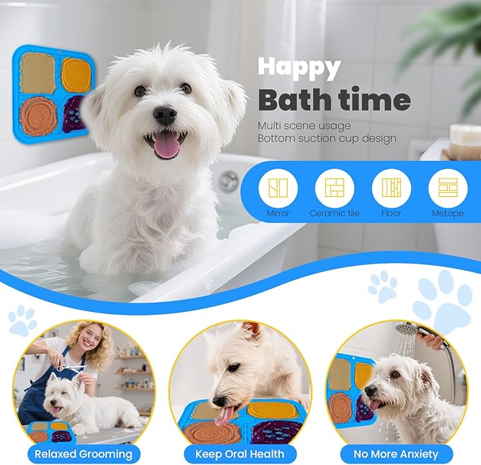 Petcare Dog Snuffle Mat and Lick Mat Set, Interactive Enrichment Dog Puzzle Toy for Puppy Small Dogs Cats Rabbits, Cognitive Sniff Foraging Mats Mental Stimulation Treat Game Slow Feeder Mats