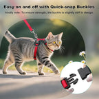 Plutus Pet Adjustable Cat Harness and Leash Set, Quick Release, Escape Proof Nylon Vest with Leather Trim for Kitten, Small Medium Large Cats, Red