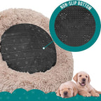 PetAmi Calming Dog Bed for Small Medium Dog Cat, Round Donut Dog Bed Washable, Fluffy Faux Fur Plush Cuddler Pet Kitten Cushion Bed, Anti-Slip, Fits up to 25 lbs, 23 inch, Taupe