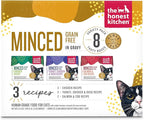 The Honest Kitchen Minced - Grain Free Wet Cat Food with Bone Broth Gravy Variety Pack, 2.8 oz (Pack of 8)