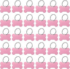 MECCANIXITY Bone Shaped Dog Tag Pet ID Tags, 38mmx25mm/1.5" x1 Metal Pink Blank Dog Tags Cat Tags with Ring for Dog Cat, Pendant Crafts, Pack of 30