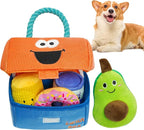 Hide and Seek Dog Toys, Squeaky Interactive Puzzle Dog Toys for Boredom and Stimulation, Dog Enrichment Toys with Rope for Small and Medium Dogs - Lunch Box