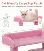 Made4Pets Cat Tree Tower 56" Cat Tower for Indoor Cats Kitten Tree Multi-Level Cat Tree with 2 Condo Furniture Activity Center with Scratching Posts Funny Toys (Pink)