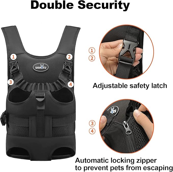 Dog Front Carrier Backpacks for Small Dogs, Legs Out Pet Carrier Sling Backpack with Adjustable Padded Ventilated Shoulder Straps, Easy-Fit for Traveling Hiking Camping, XL