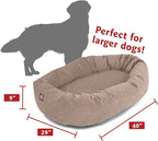 Majestic Pet 40 Inch Suede Calming Dog Bed Washable 40x29x9 (Inch)– Cozy Soft Round Donut Dog Bed with Spine Support for Dogs to Rest Their Head - Pet Bed Large – Stone