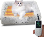 Fluffy Heated Cat Bed Indoor w/ 12V Electric Heating Pad, Thermal Warming Heated Pet Bed with Adjustable Temperature & Timer