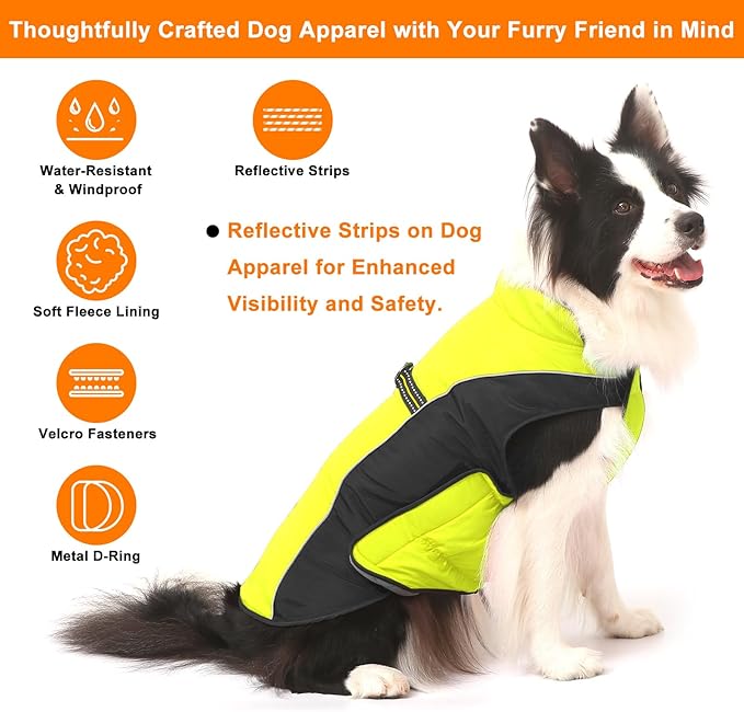 Warm Dog Winter Coat, Gimilife Dog Sweater Cold Weather Coats Waterproof Dogs Apparel Clothes Pet Jacket Padded Vest Outfit for Small Medium Large Dogs