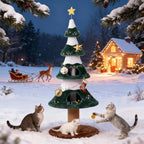 62" Christmas Tree Cat Tower for Indoor Cats, Multi-Level Wooden Cat Tree with Scratching Posts, Sisal Cat Scratcher & Cozy Cat Beds,Green