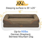 Washable Orthopedic Large Dog Bed -XL Large Dog Bed with Removable & Waterproof Cover Pet Beds with Foam Support for Big Size Dogs with Bolster