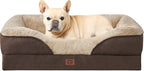 EHEYCIGA Memory Foam Dog Bed for Medium Size, Orthopedic Dog Sofa with Sides and Waterproof Liner, Washable Bolster Pet Bed Couch with Removable Cover, 30x20x6.5 Inch, Brown