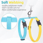 PUPTECK Adjustable Cat Harness and Leash Set Escape Proof Kitten Strap Collar for Walking Travel, Blue Yellow