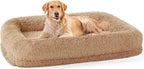 Calming Dog Beds for Large Sized Dogs - Orthopedic Fluffy Pet Bed, Donut Waterproof Pet Sofa with Washable Removable Cover, Supportive Egg Foam and Nonskid Bottom, Camel