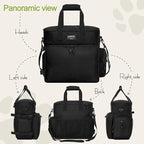 Dog Travel Bag,Weekend Pet Travel Bag Set for Dog and Cat,Airline Approved Tote Multi-Function Dog Bags for Traveling,Include 2 Collapsible Bowls,2 Food Storage Containers,1 Feeding Mat,Black